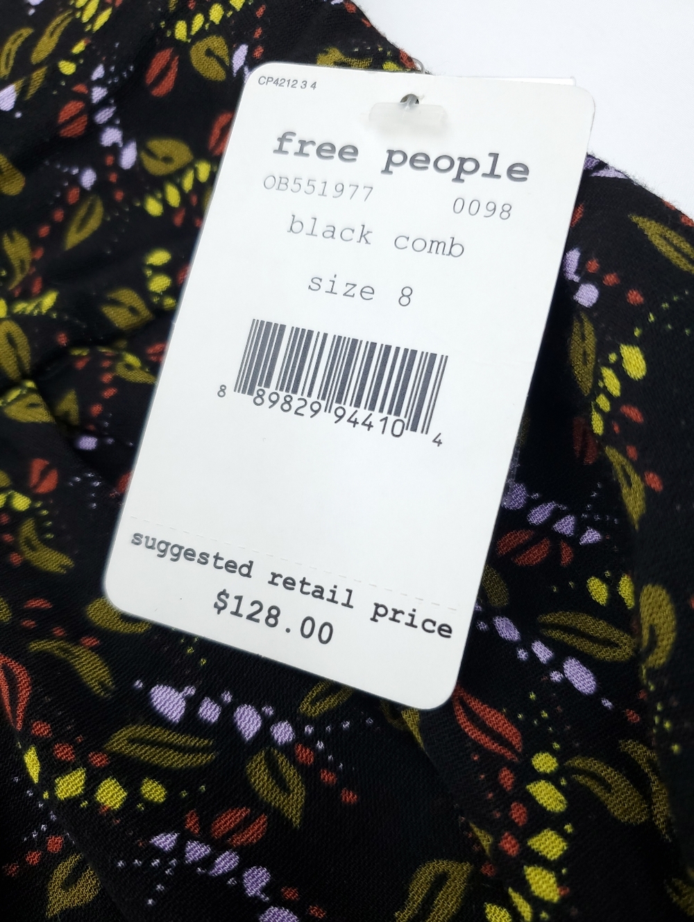 NEW Free People Meet Virginia Black Printed Romper Shorts Split Sleeve SIze 8 - Picture 9 of 13